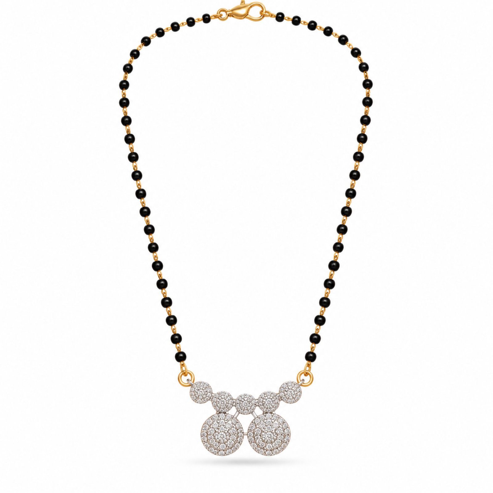 Women Gold-Plated CZ Multi-Disc Bubble Cluster Mangalsutra - Image 3