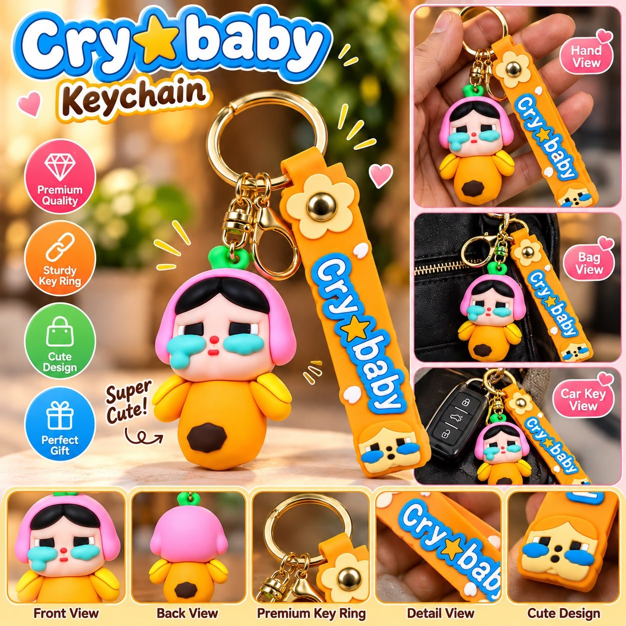 Crybaby Figurine Silicone Keychain - Image 3