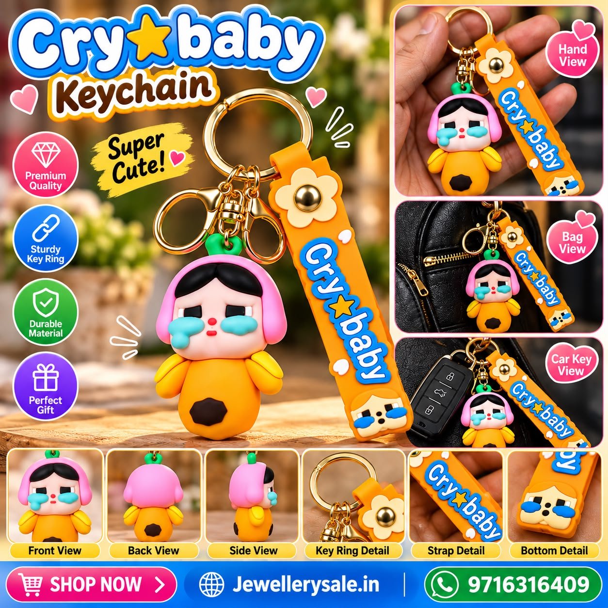 Crybaby Figurine Silicone Keychain - Image 4